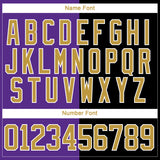 Custom Black Old Gold Purple-White Split Fashion Hockey Lace Neck Jersey
