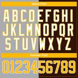 Custom Brown Gold Gray-White Split Fashion Hockey Lace Neck Jersey