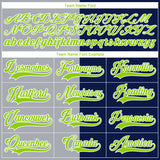 Custom Navy Neon Green Gray-White Split Fashion Hockey Lace Neck Jersey