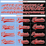 Custom Black Red Light Blue-White Split Fashion Hockey Lace Neck Jersey