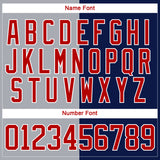 Custom Navy Red Gray-White Split Fashion Hockey Lace Neck Jersey