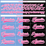 Custom Black Pink Powder Blue-White Split Fashion Hockey Lace Neck Jersey