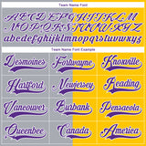 Custom Yellow Purple Gray-White Split Fashion Hockey Lace Neck Jersey