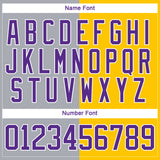 Custom Yellow Purple Gray-White Split Fashion Hockey Lace Neck Jersey