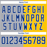 Custom Yellow Royal Gray-White Split Fashion Hockey Lace Neck Jersey