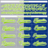 Custom Royal Neon Green Gray-White Split Fashion Hockey Lace Neck Jersey