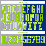 Custom Royal Neon Green Gray-White Split Fashion Hockey Lace Neck Jersey