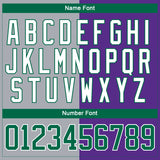 Custom Purple Kelly Green Gray-White Split Fashion Hockey Lace Neck Jersey