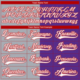 Custom Purple Red Gray-White Split Fashion Hockey Lace Neck Jersey
