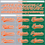 Custom Kelly Green Orange Gray-White Split Fashion Hockey Lace Neck Jersey