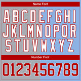 Custom Light Blue Red Gray-White Split Fashion Hockey Lace Neck Jersey