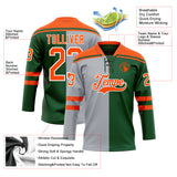 Custom Green Orange Gray-White Split Fashion Hockey Lace Neck Jersey