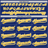 Custom Royal Gold-White Split Ripped Pattern Baseball Pullover Sweatshirt Hoodie