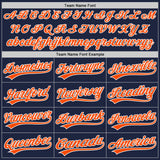 Custom Navy Orange-White Split Ripped Pattern Baseball Pullover Sweatshirt Hoodie