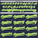Custom Navy Neon Green-White Split Ripped Pattern Baseball Pullover Sweatshirt Hoodie