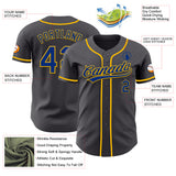 Custom Steel Gray Royal-Gold Authentic Baseball Jersey