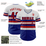 Custom White Red-Royal Block Stripes Lines Texas Style Authentic Baseball Jersey