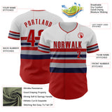 Custom White Red Navy-Gray Block Stripes Lines Los Angeles Style Authentic Baseball Jersey