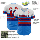 Custom White Red Electric Blue-Royal Block Stripes Lines Atlanta Style Authentic Baseball Jersey