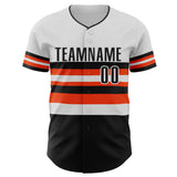 Custom White Black-Orange Block Stripes Lines Baltimore Style Authentic Baseball Jersey