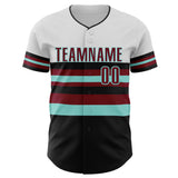 Custom White Crimson Black-Ice Blue Block Stripes Lines Arizona Style Authentic Baseball Jersey