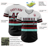 Custom White Crimson Black-Ice Blue Block Stripes Lines Arizona Style Authentic Baseball Jersey