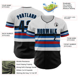 Custom White Black Red-Blue Block Stripes Lines Miami Style Authentic Baseball Jersey