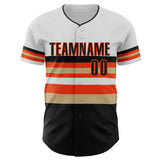Custom White Black Vegas Gold-Orange Block Stripes Lines San Francisco Style Authentic Baseball Jersey
