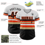 Custom White Black Vegas Gold-Orange Block Stripes Lines San Francisco Style Authentic Baseball Jersey