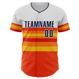 Custom White Navy Orange Gold-Red Block Stripes Lines Houston Style Authentic Baseball Jersey