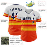Custom White Navy Orange Gold-Red Block Stripes Lines Houston Style Authentic Baseball Jersey