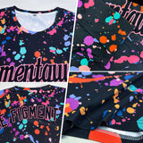 Custom Graffiti Pattern Black-Medium Pink 3D Expressive Splatter Performance T-Shirt