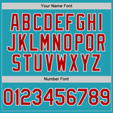 Custom Teal Red-White Mesh Authentic Throwback Baseball Jersey