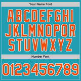 Custom Teal Orange-White Mesh Authentic Throwback Baseball Jersey