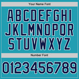 Custom Teal Navy-White Mesh Authentic Throwback Baseball Jersey