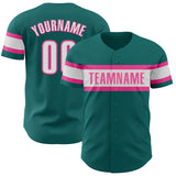 Custom Teal White-Pink Authentic Baseball Jersey