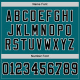 Custom Teal Black-White Mesh Authentic Throwback Football Jersey