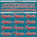 Custom Teal Red-White Hockey Lace Neck Jersey