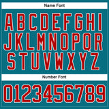 Custom Teal Red-White Hockey Lace Neck Jersey