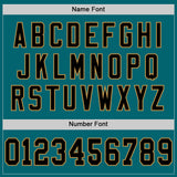 Custom Teal Black-Old Gold Mesh Authentic Throwback Football Jersey
