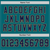Custom Teal Navy-Old Gold Mesh Authentic Throwback Football Jersey
