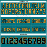 Custom Teal Black-Old Gold Authentic Football Jersey