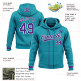 Custom Stitched Teal Purple-White Baseball Pullover Sweatshirt Hoodie