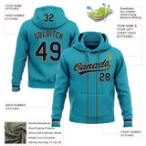 Custom Stitched Teal Navy-Old Gold Baseball Pullover Sweatshirt Hoodie