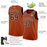 Custom Texas Orange Black-White Authentic Basketball Jersey