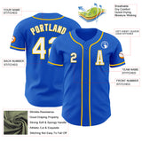 Custom Thunder Blue White-Yellow Authentic Baseball Jersey