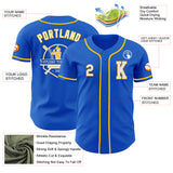 Custom Thunder Blue White-Yellow Authentic Baseball Jersey