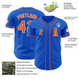 Custom Thunder Blue Orange-White Authentic Baseball Jersey