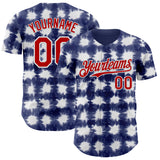 Custom Tie Dye Red-White Shibori Pattern Authentic Baseball Jersey