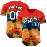 Custom Tie Dye White-Black Shibori Pattern Authentic Baseball Jersey